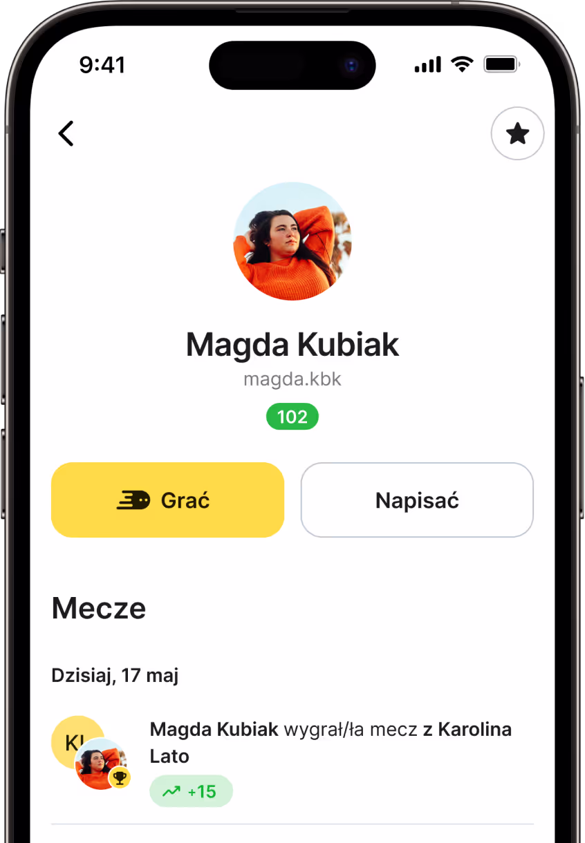 Dodaj zawodników do ulubionych, aby szybko zaprosić ich do gry, wysłać im wiadomość lub sprawdzić wyniki meczów.